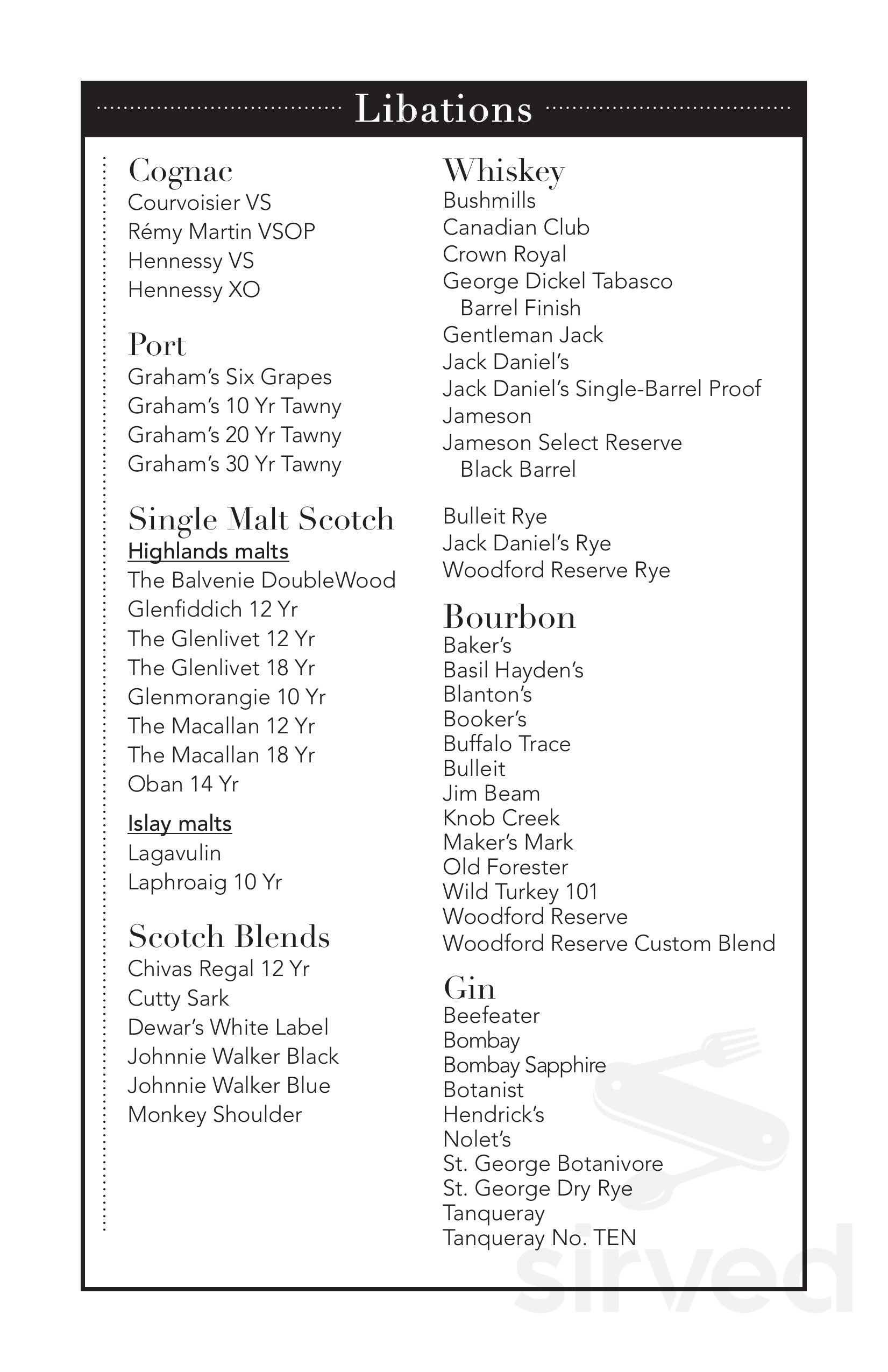 Horatio's menu in San Leandro, California, USA