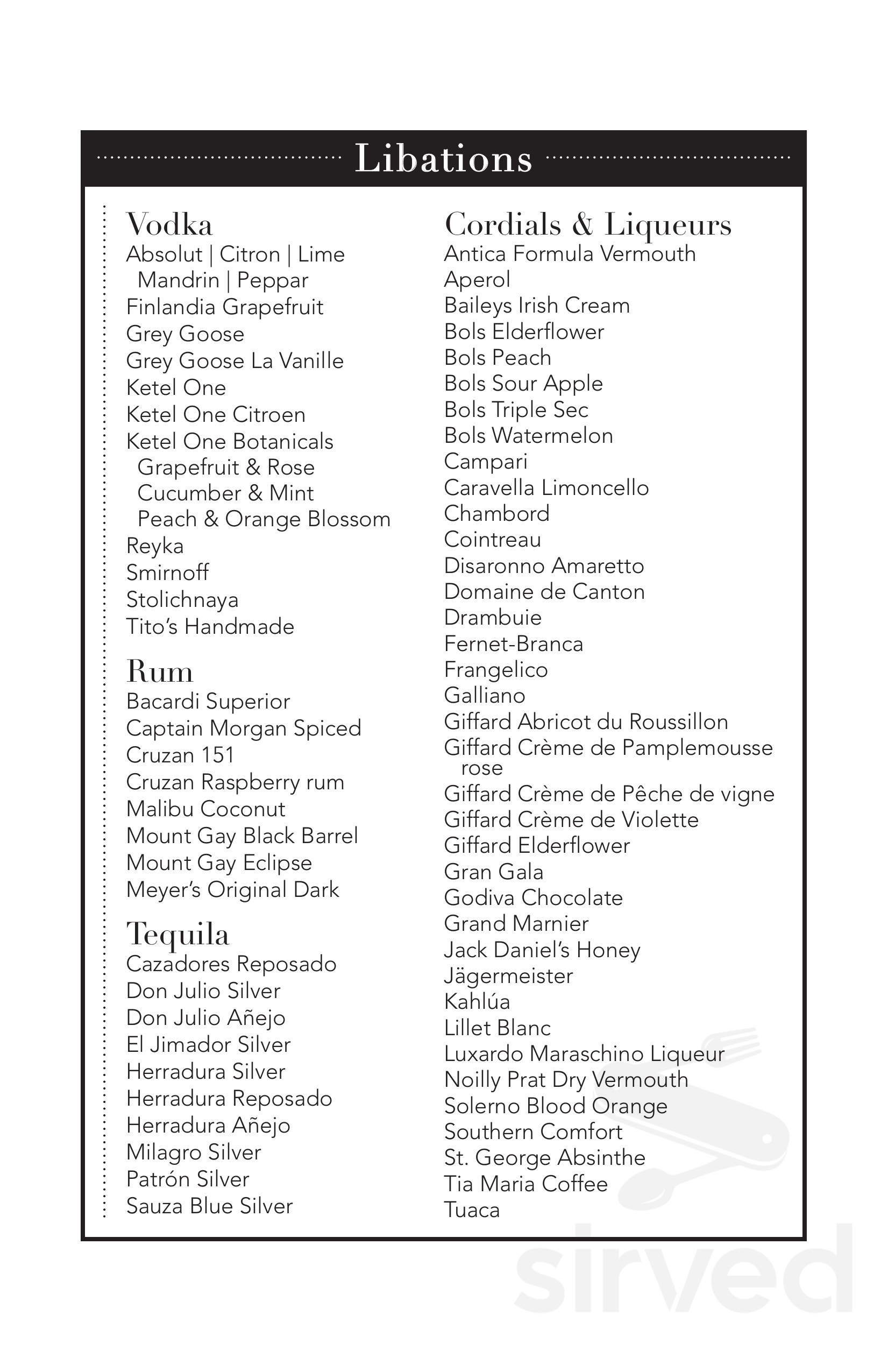 Horatio's menu in San Leandro, California, USA