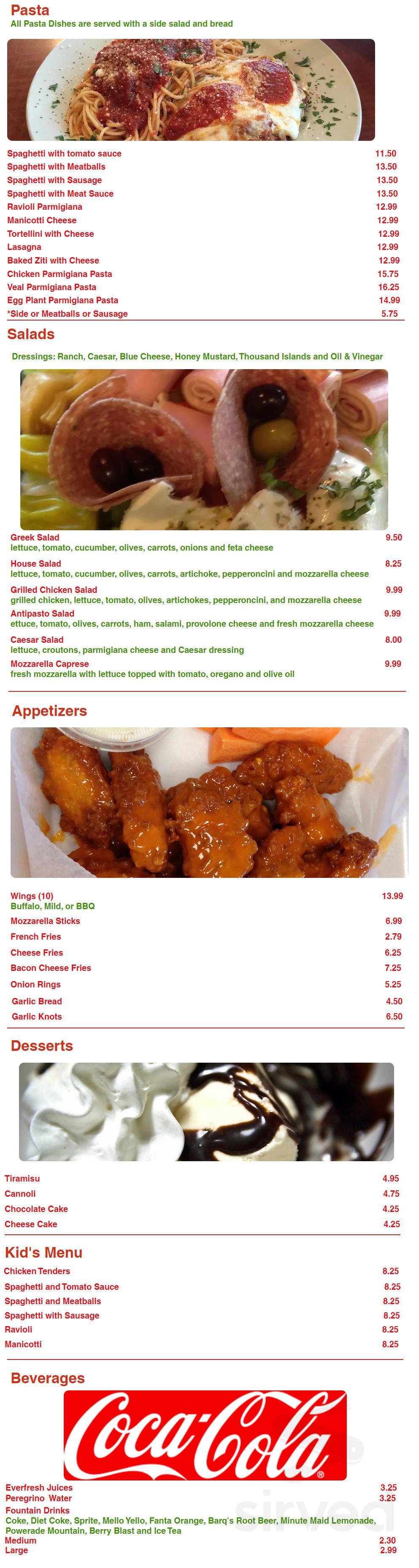 La Delizia Pizza menu in Fredericksburg, Virginia, USA