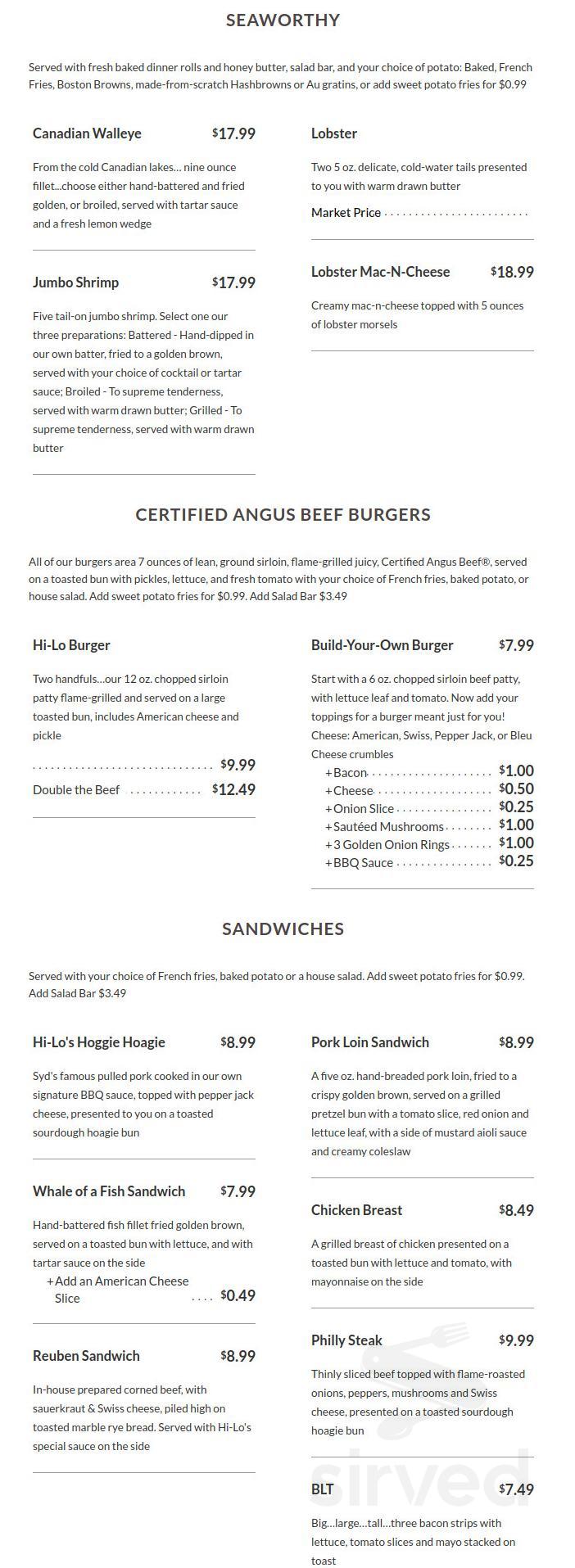 HiLo Restaurant & Catering LLC menu in Lakefield, Minnesota, USA