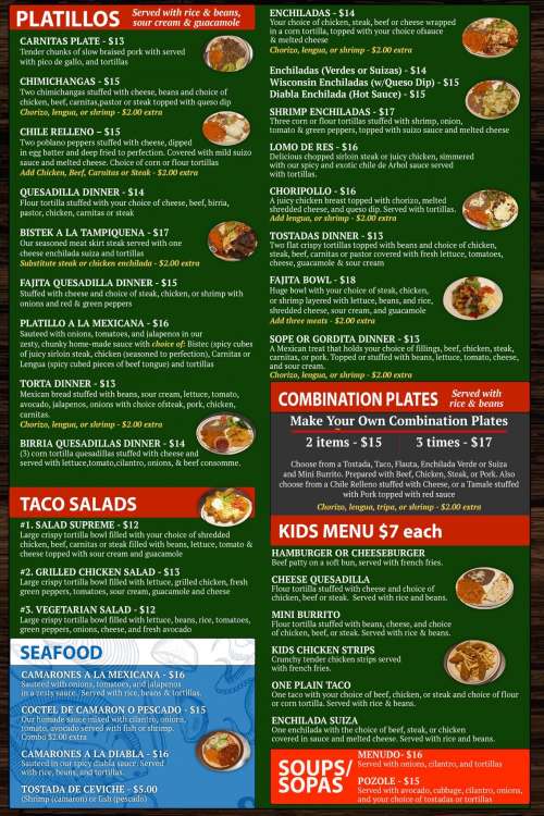 Fajitas Mexican Restaurant menu in La Salle, Illinois, USA