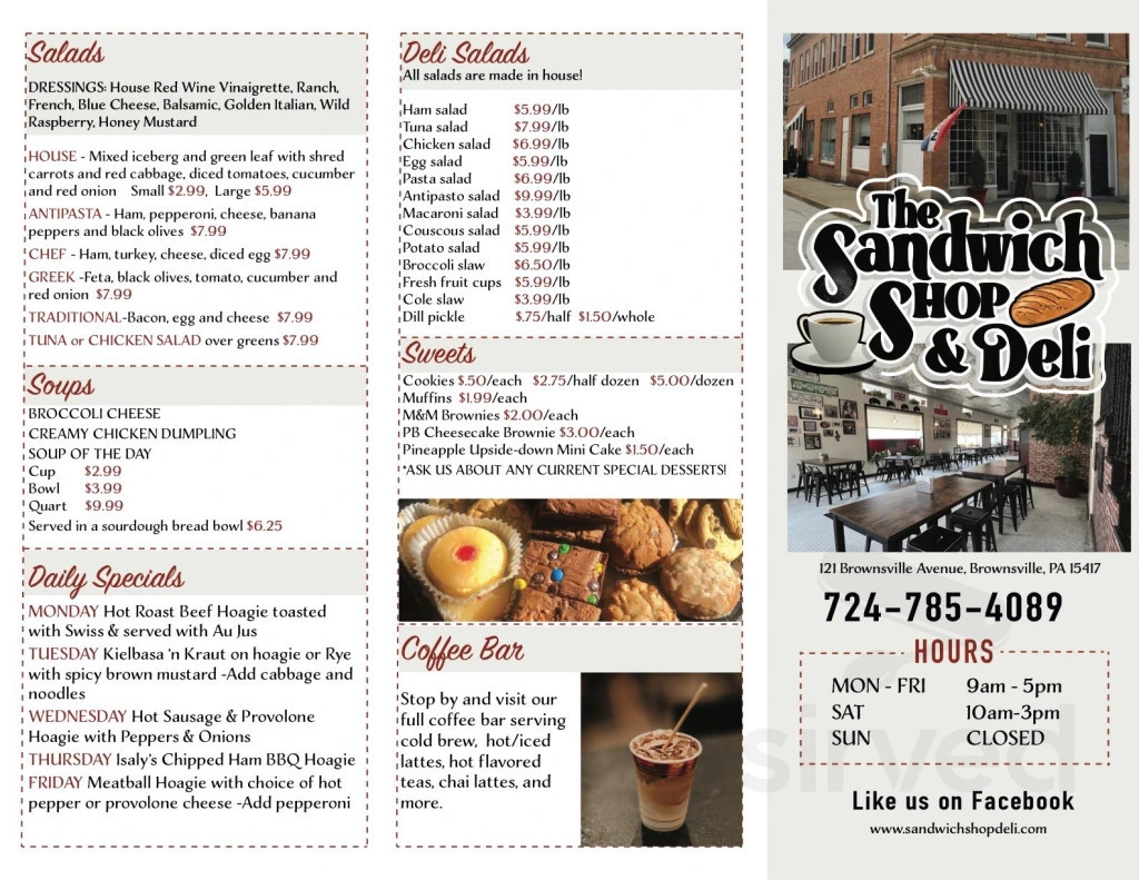 The Sandwich Shop & Deli menu in Brownsville, Pennsylvania, USA