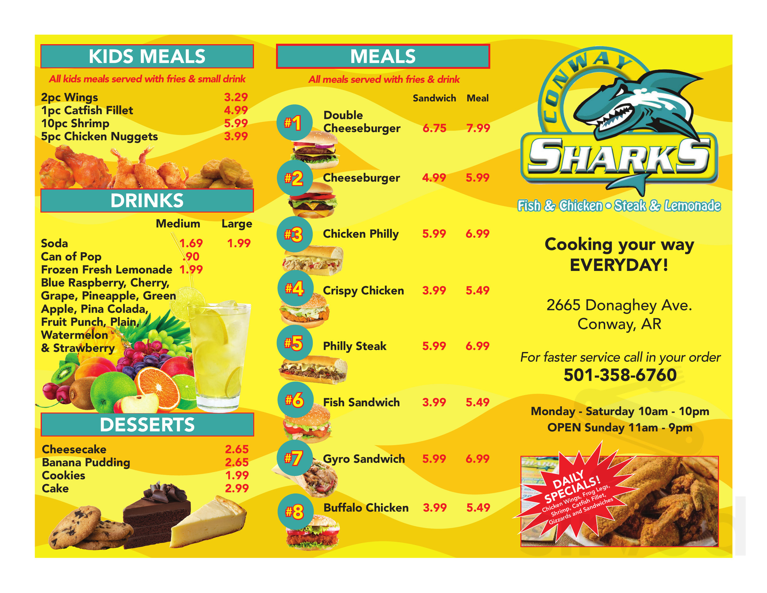 Sharks Fish & Chicken menu in Conway, Arkansas, USA