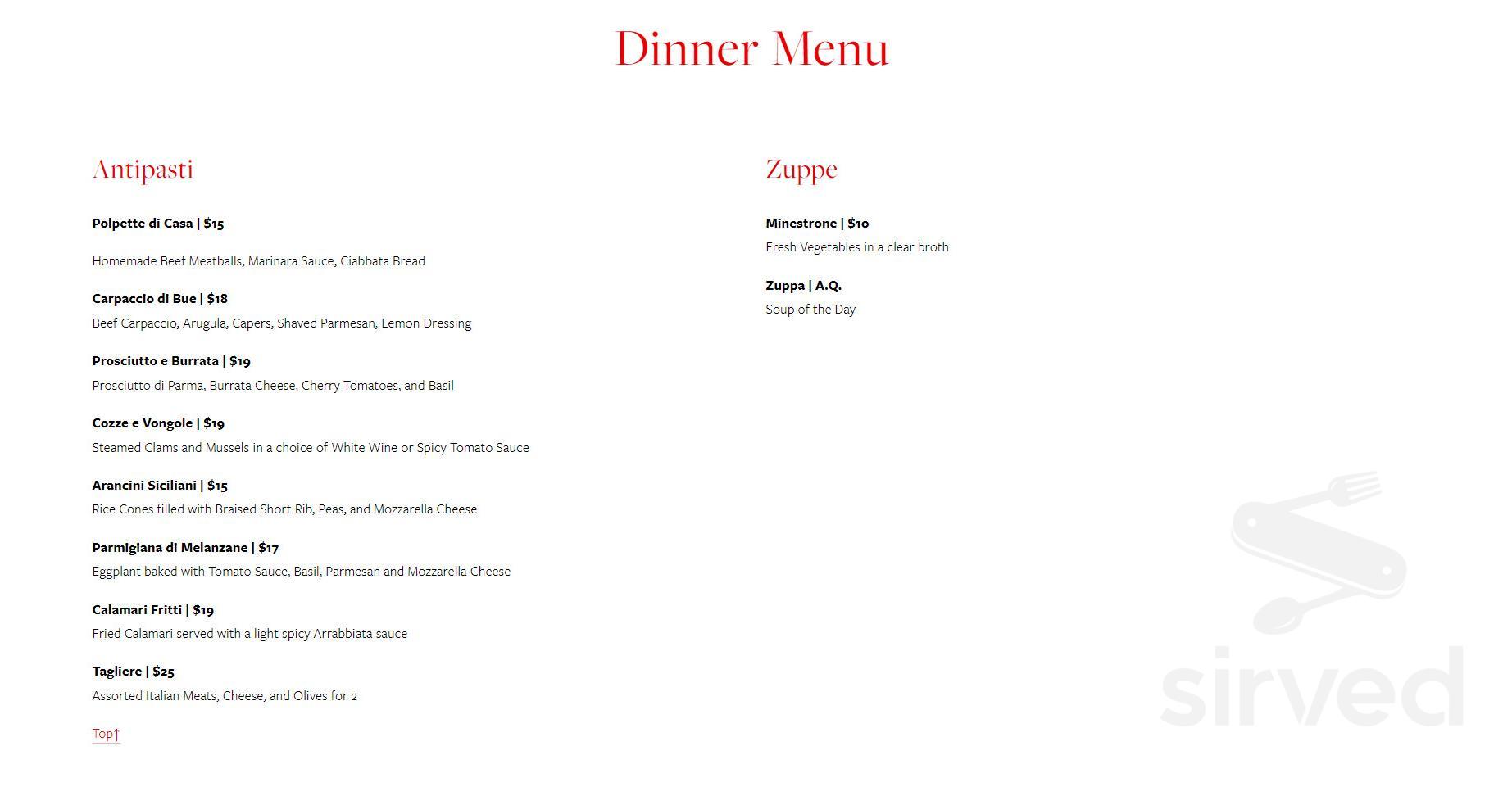 Piccola Osteria menu in Santa Clarita, California, USA