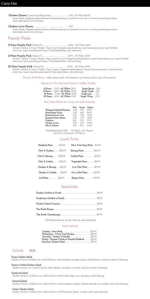 Kopper Kettle Inn Restaurant menu in Morristown, Indiana, USA