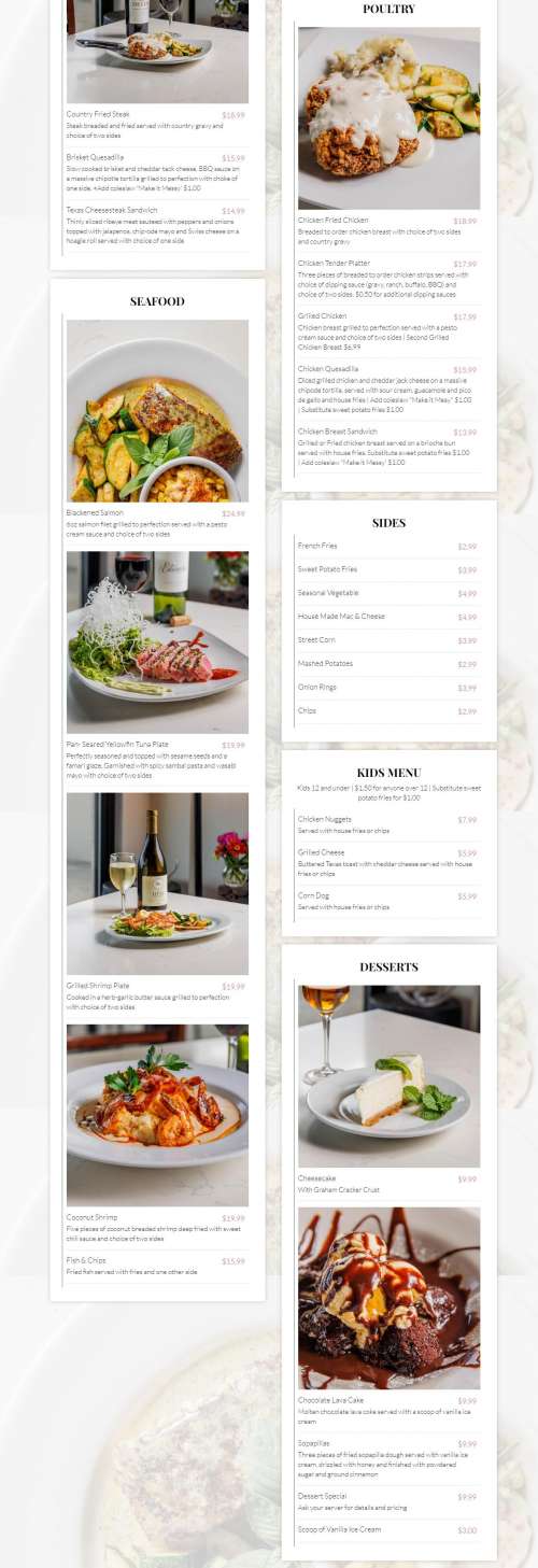 The Bunker Bar and Grille menu in Lago Vista, Texas, USA