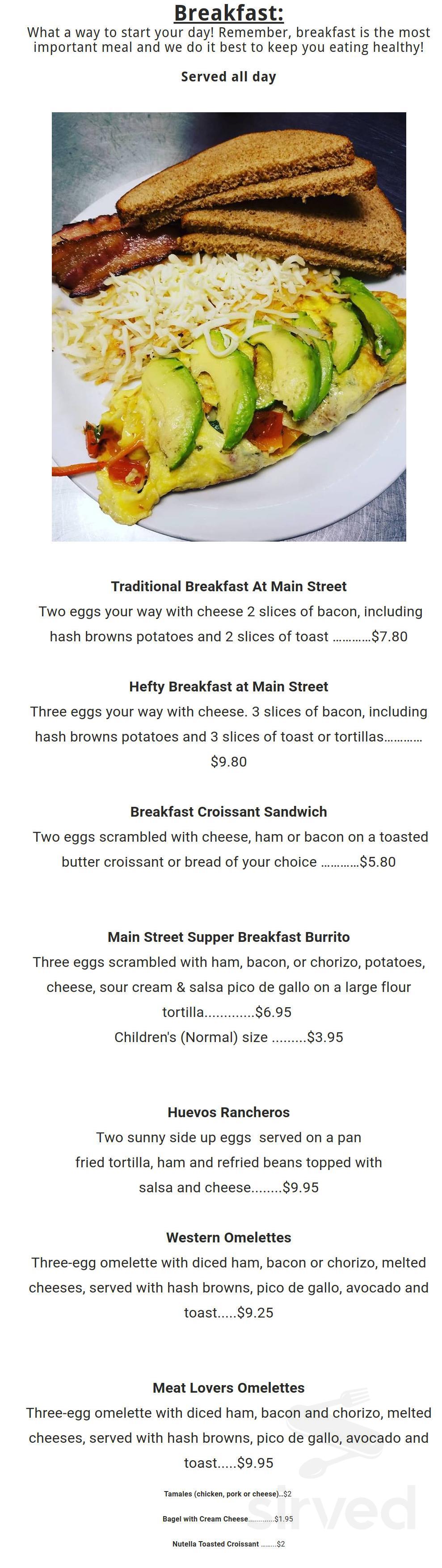 Menu - Salinas CA's Main Street Bakery & Catering | Sirved