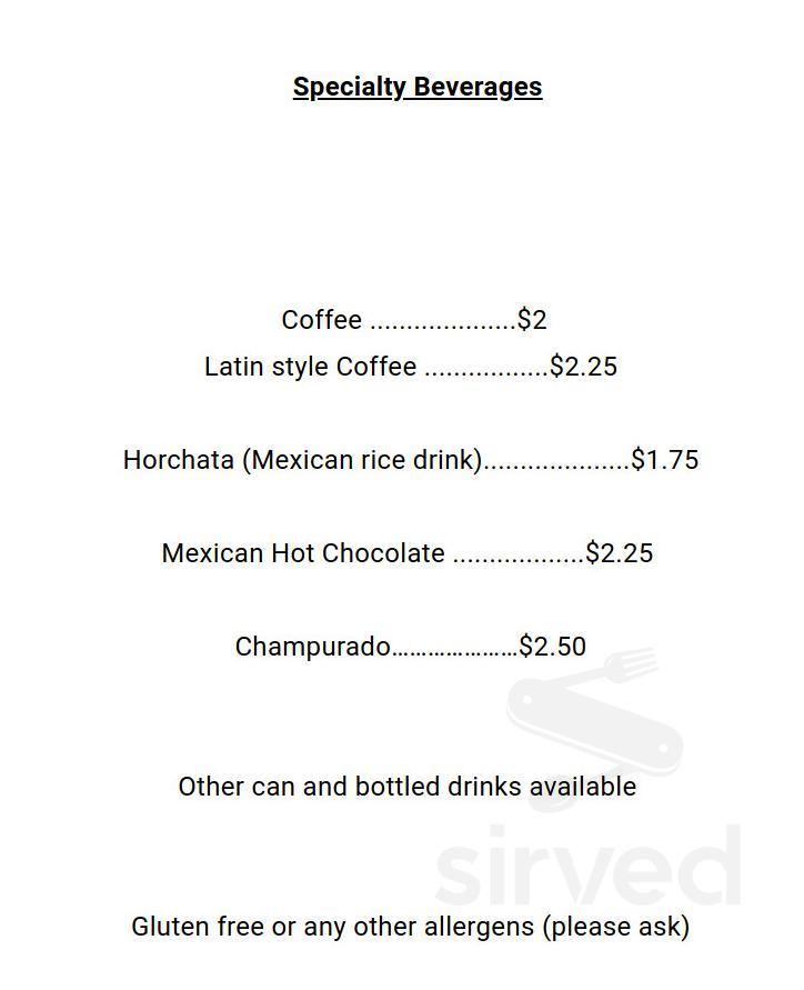 Menu - Salinas CA's Main Street Bakery & Catering | Sirved