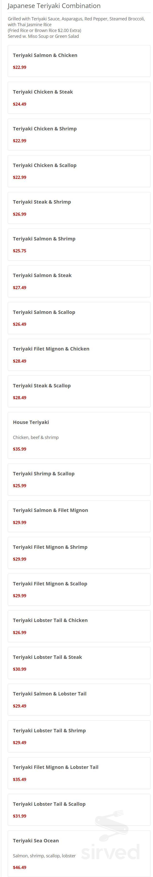 Sawa Asian Bistro menu in Shrewsbury, Massachusetts, USA