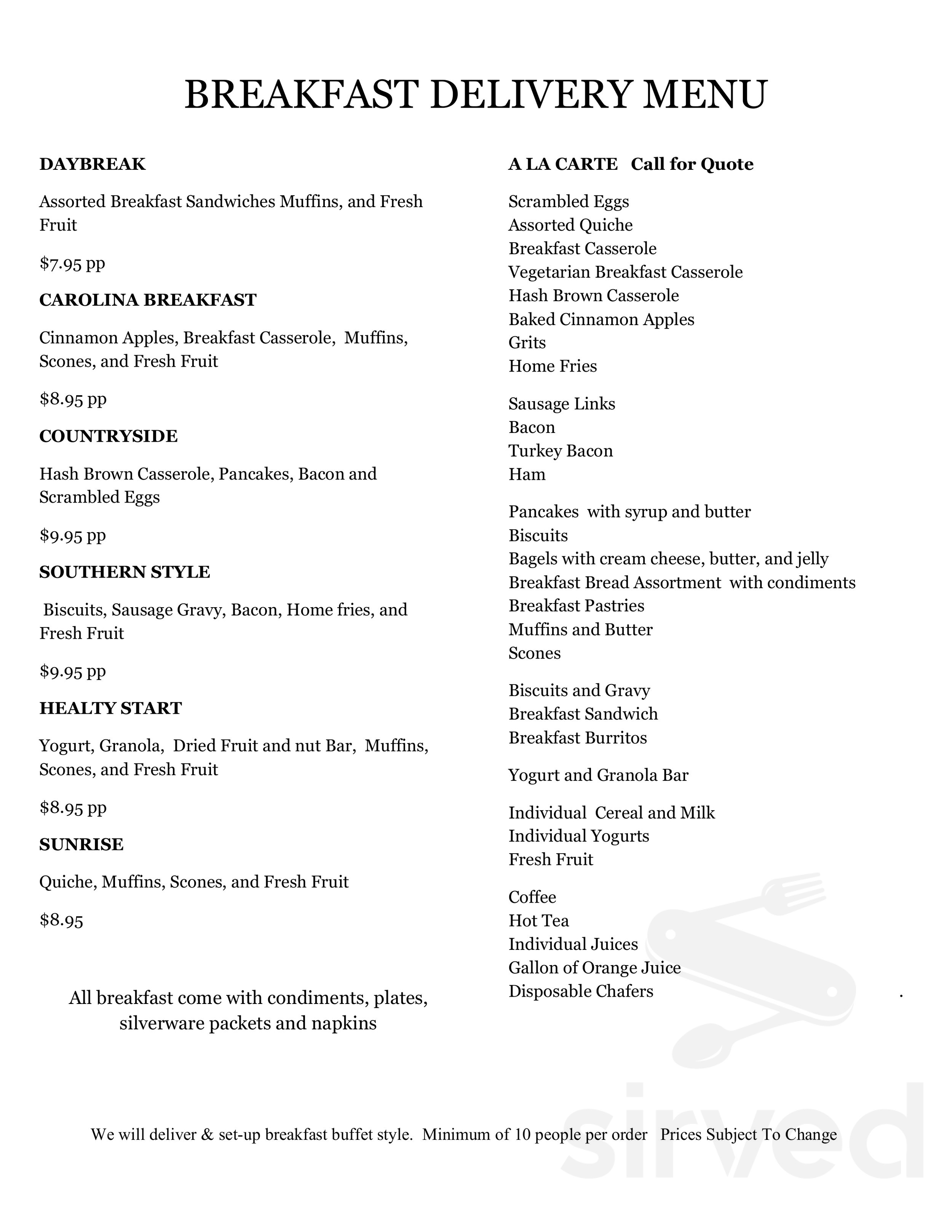 Liazzo's Catering menu in Hickory, North Carolina, USA
