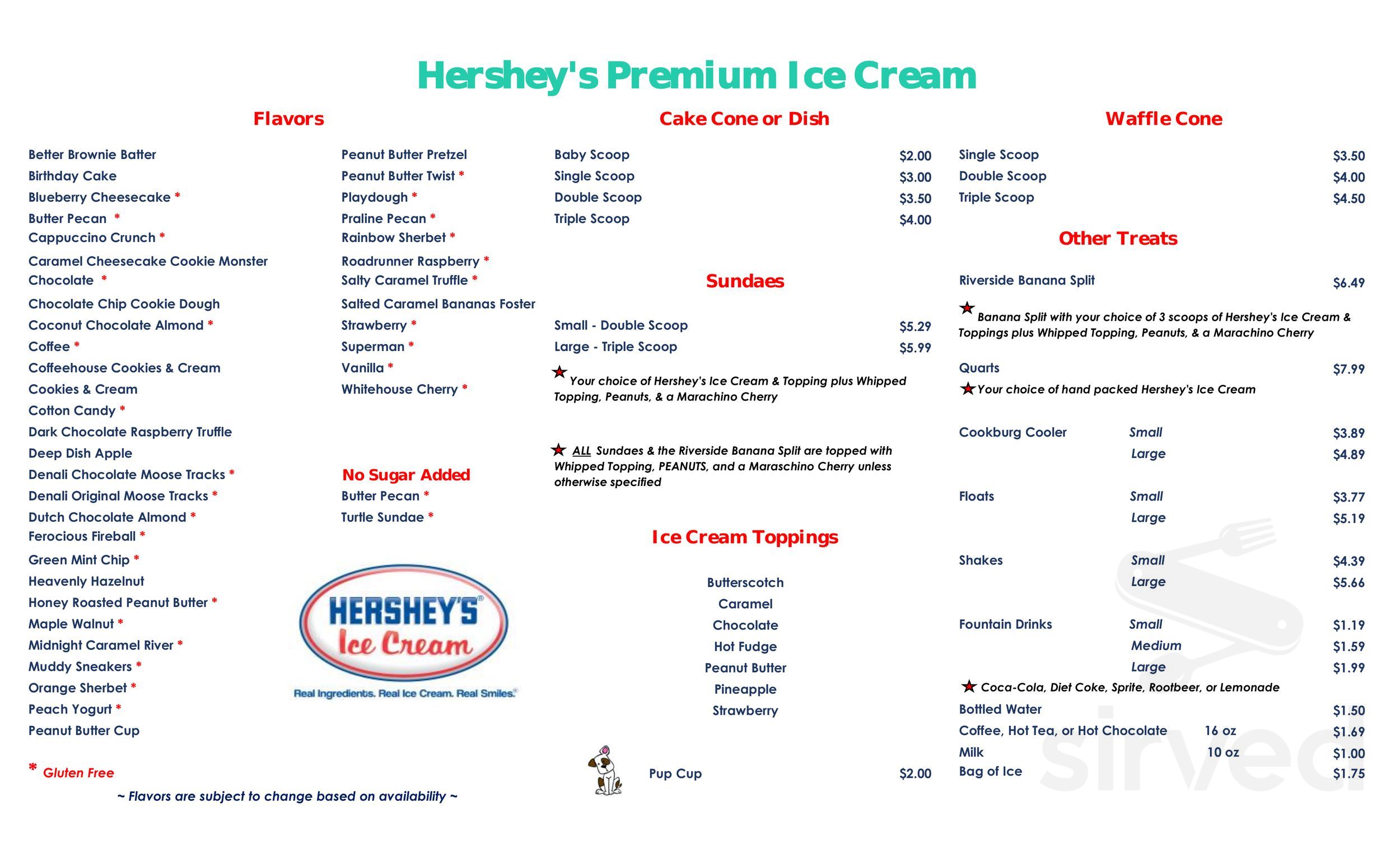 Menu for Cooksburg Cafe in Cooksburg, Pennsylvania, United States