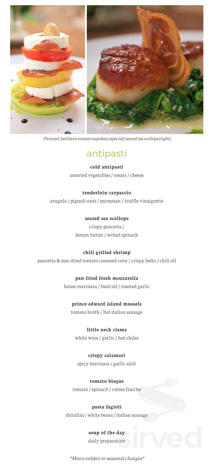 Carmella's an Italian Bistro menu in Appleton, Wisconsin