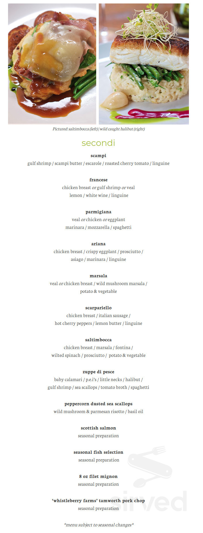 Carmella's an Italian Bistro menu in Appleton, Wisconsin
