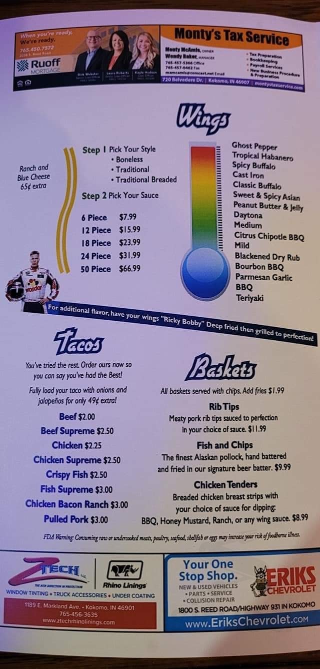 Filling Station of Kokomo menu in Kokomo, Indiana, USA