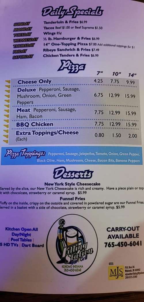 Filling Station of Kokomo menu in Kokomo, Indiana, USA