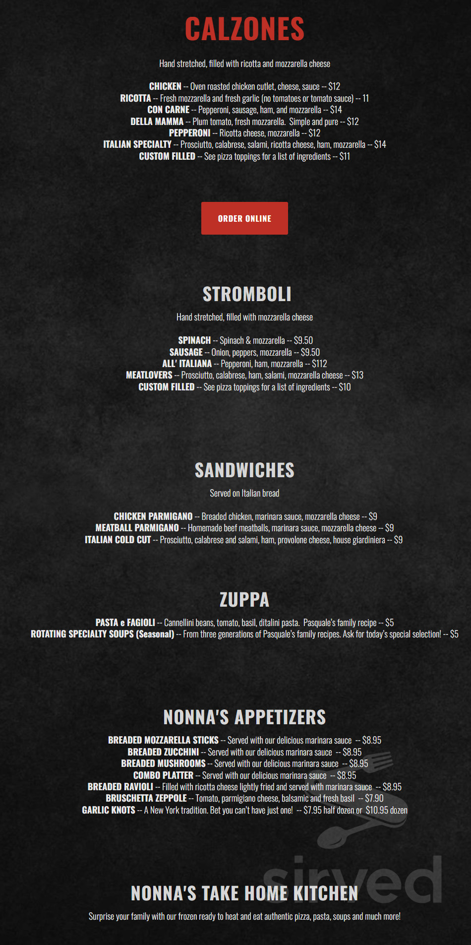 Pasquale's Neighborhood Pizzeria menu in Rochester, Minnesota, USA