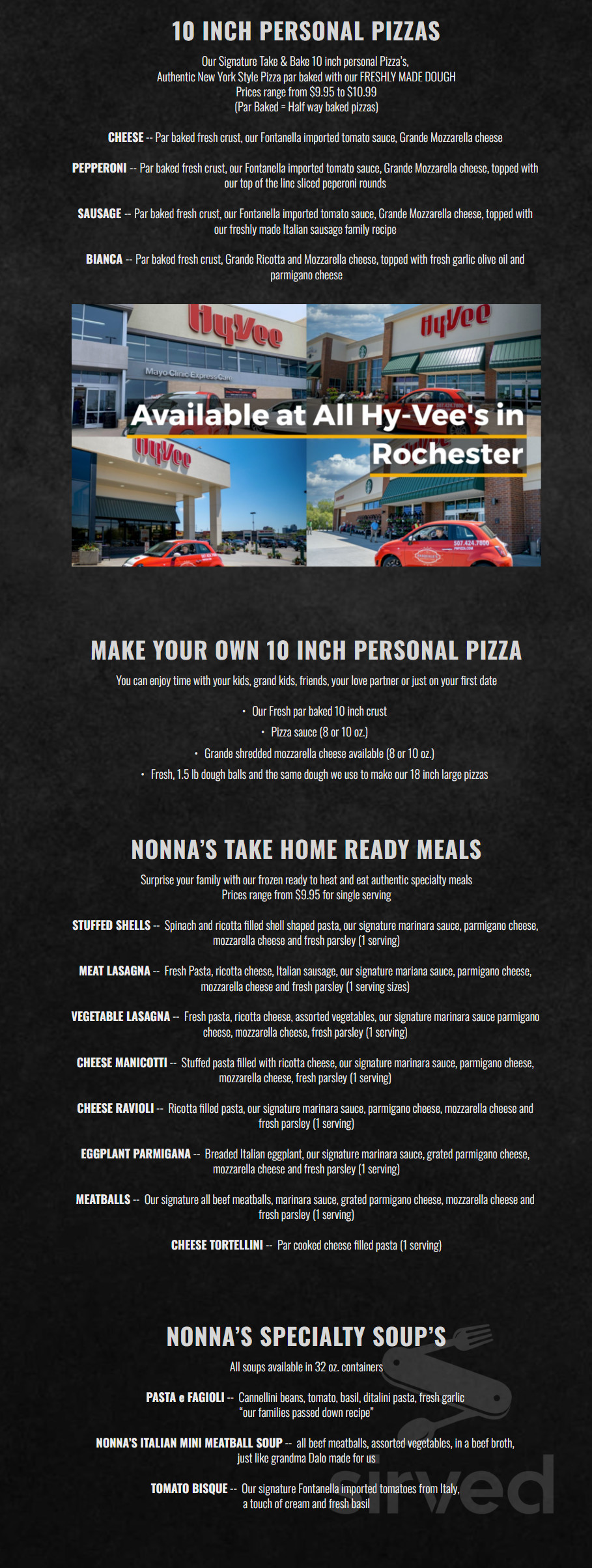 Pasquale's Neighborhood Pizzeria menu in Rochester, Minnesota, USA