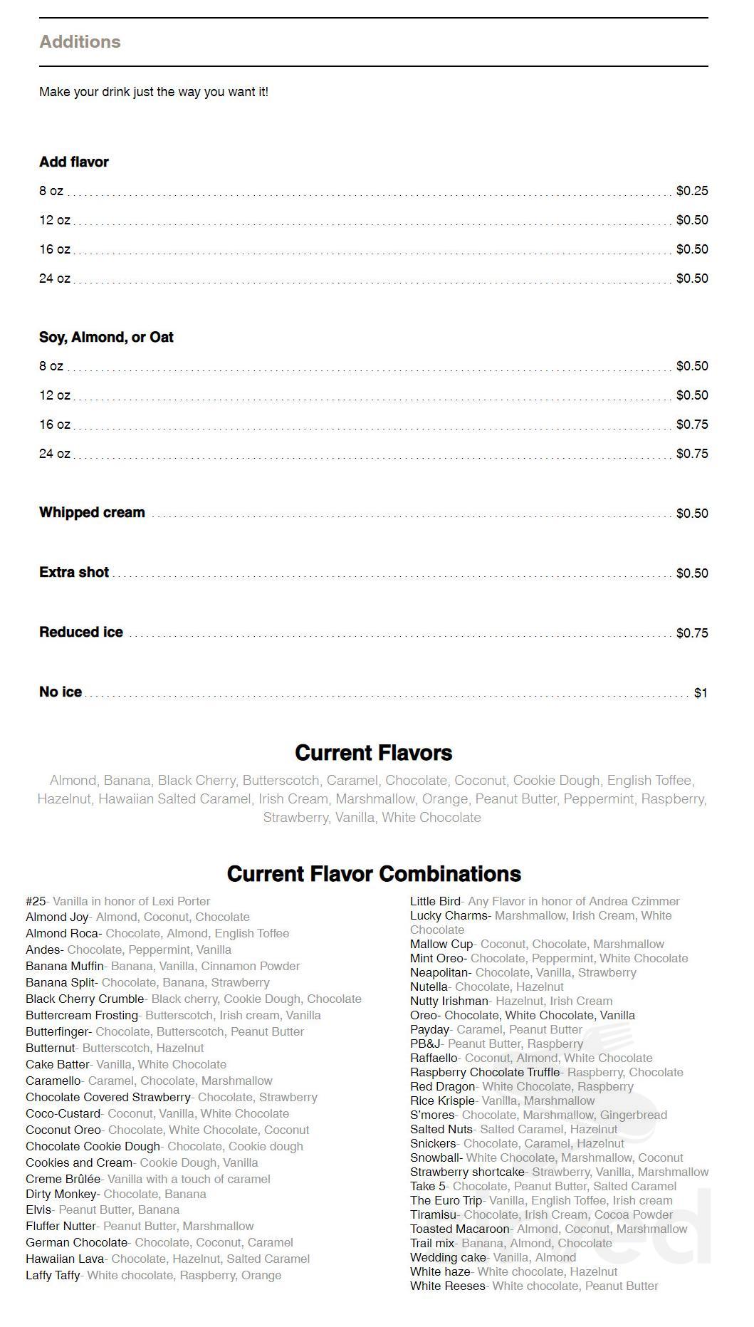 Coffee Depot menu in Cortland, New York, USA