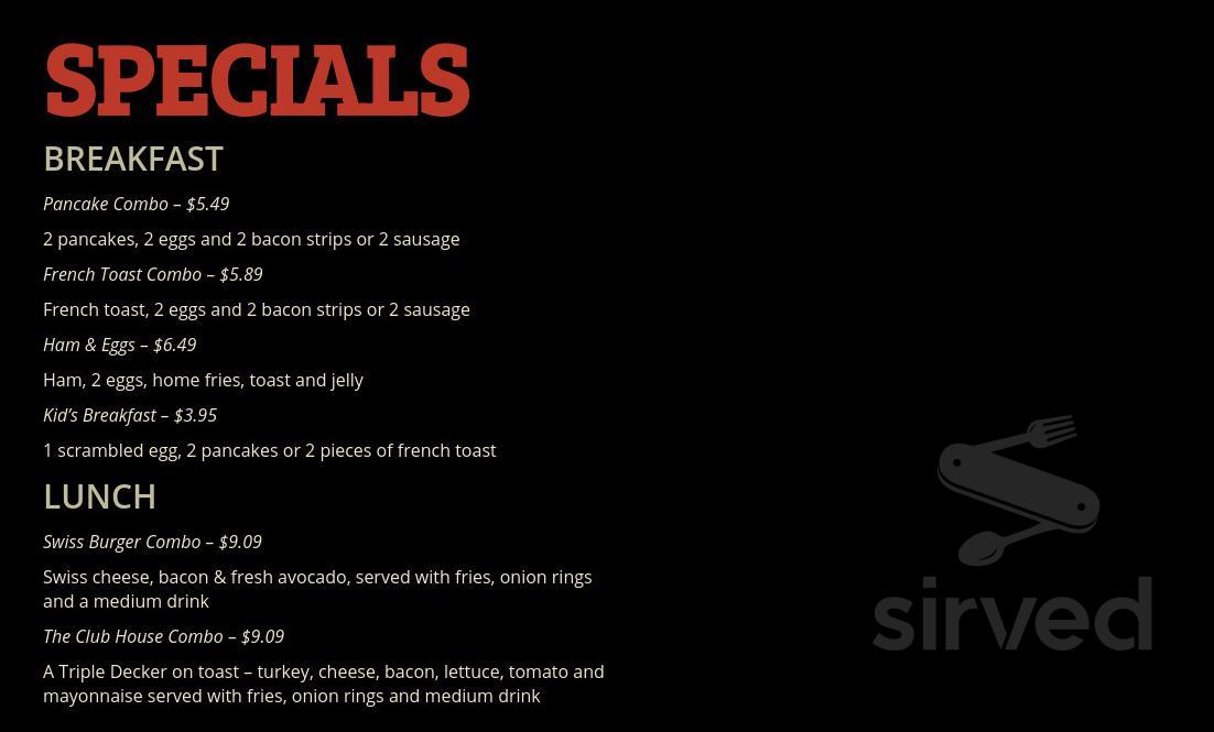 Burgers menu in San Bernardino, California, USA