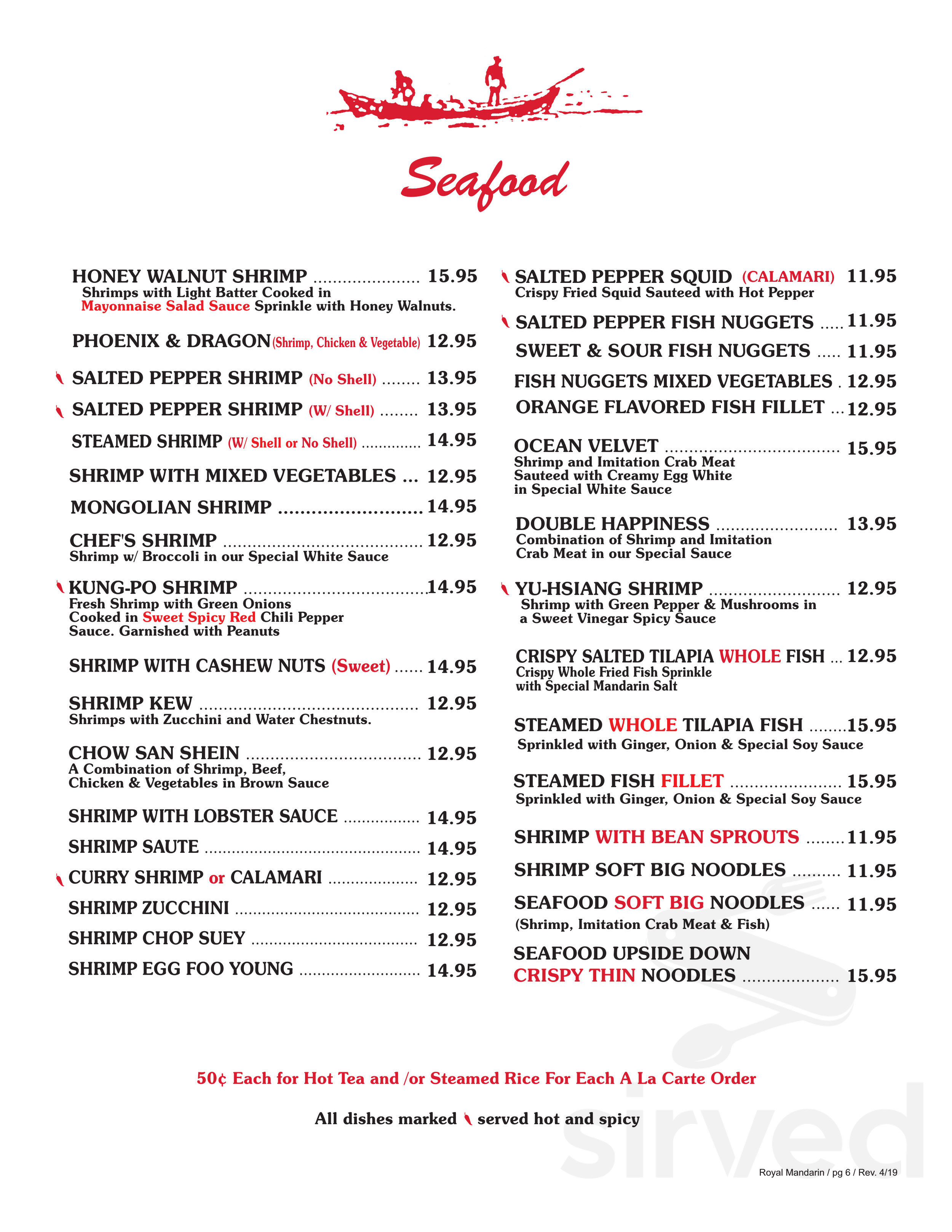 Royal Mandarin menu in National City, California