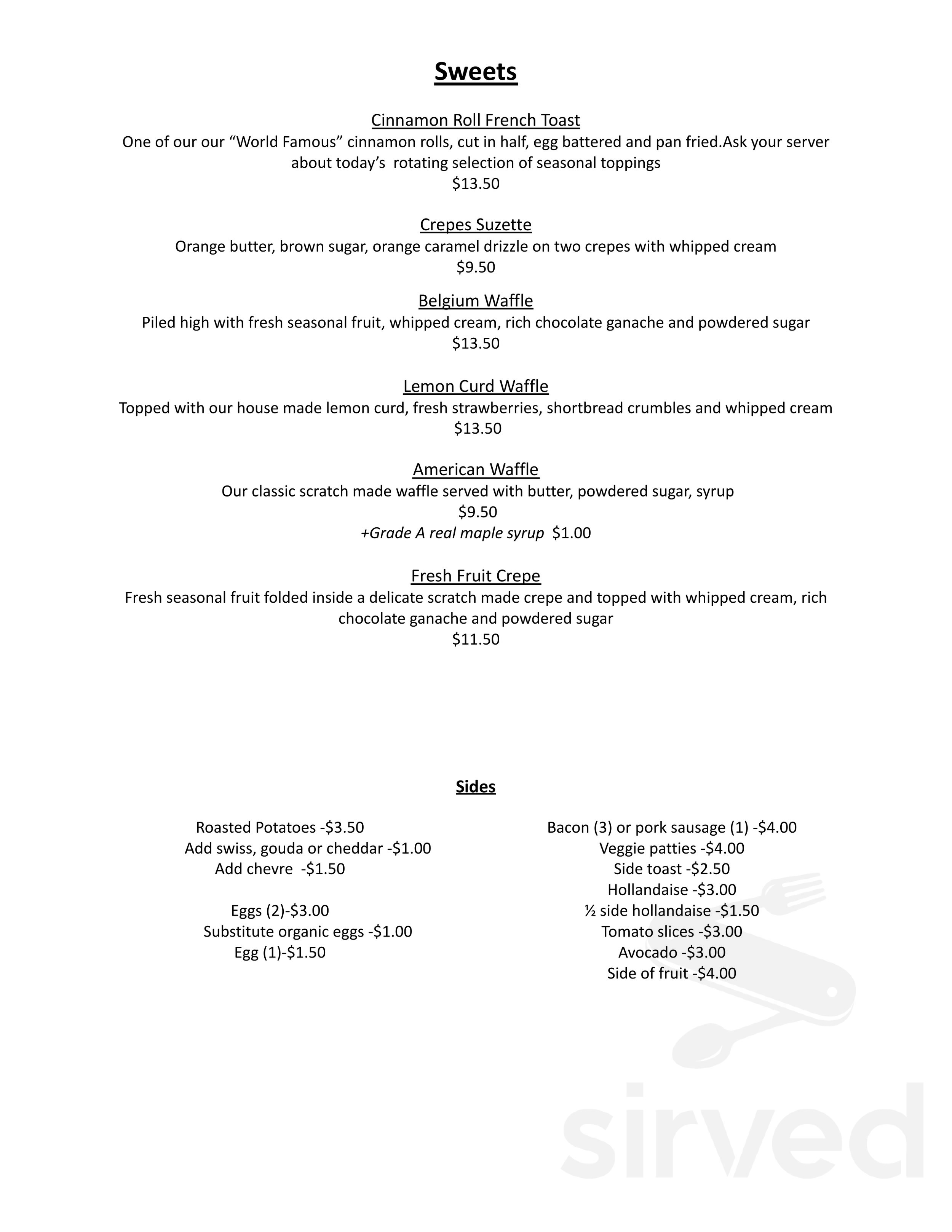 Mount Bakery Cafe Downtown menu in Bellingham, Washington, USA