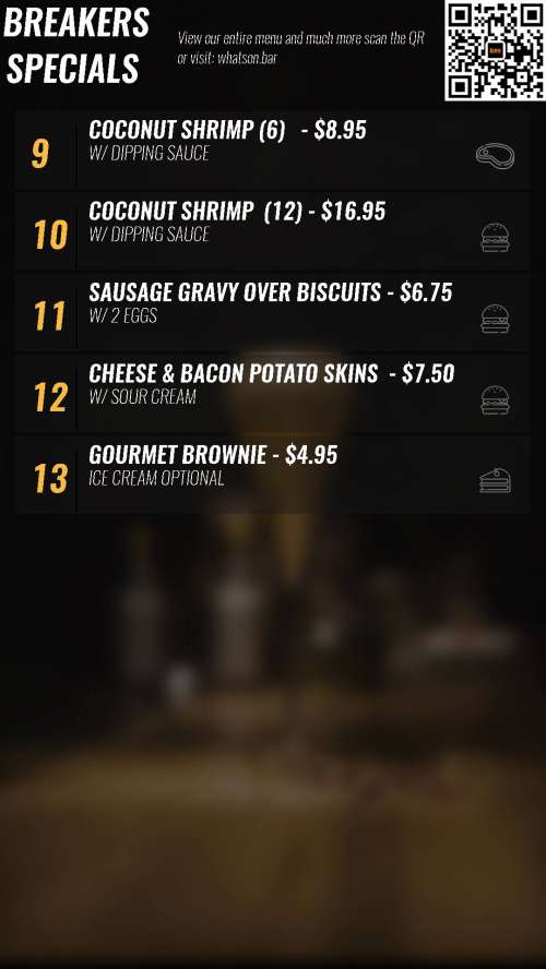 Breakers Sports Grill menu in Henrico, Virginia, USA