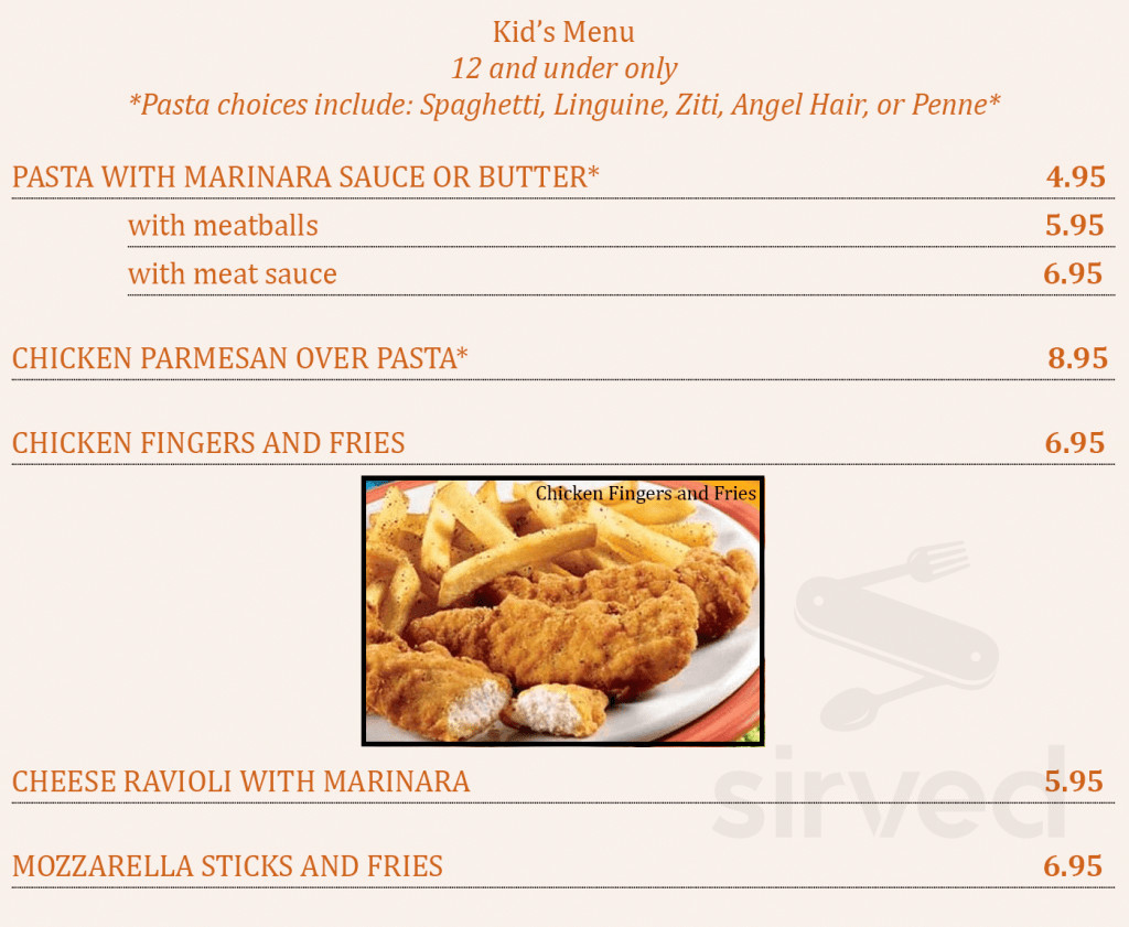 Portofino Pizza & Pasta kids menu in Wappingers Falls, New York
