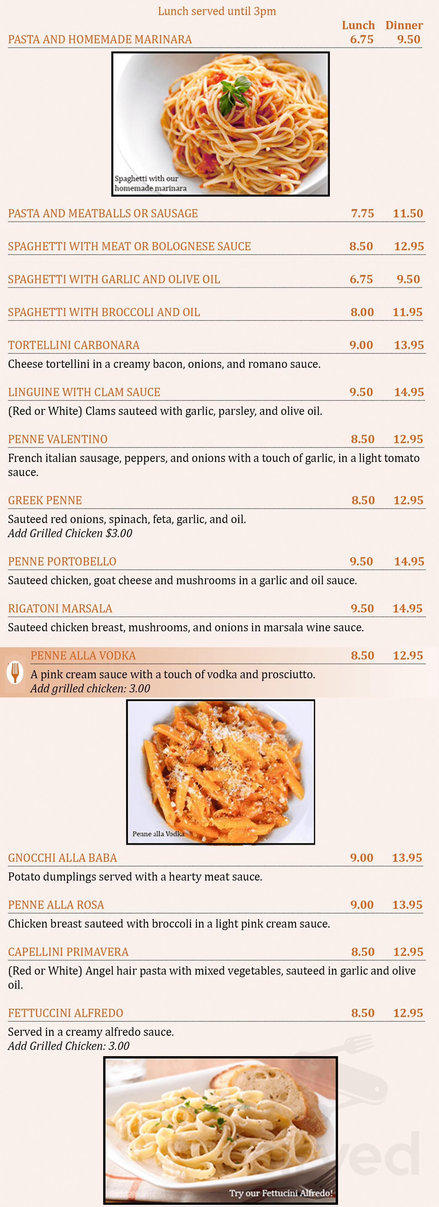 Portofino Pizza & Pasta menu in Wappingers Falls, New York