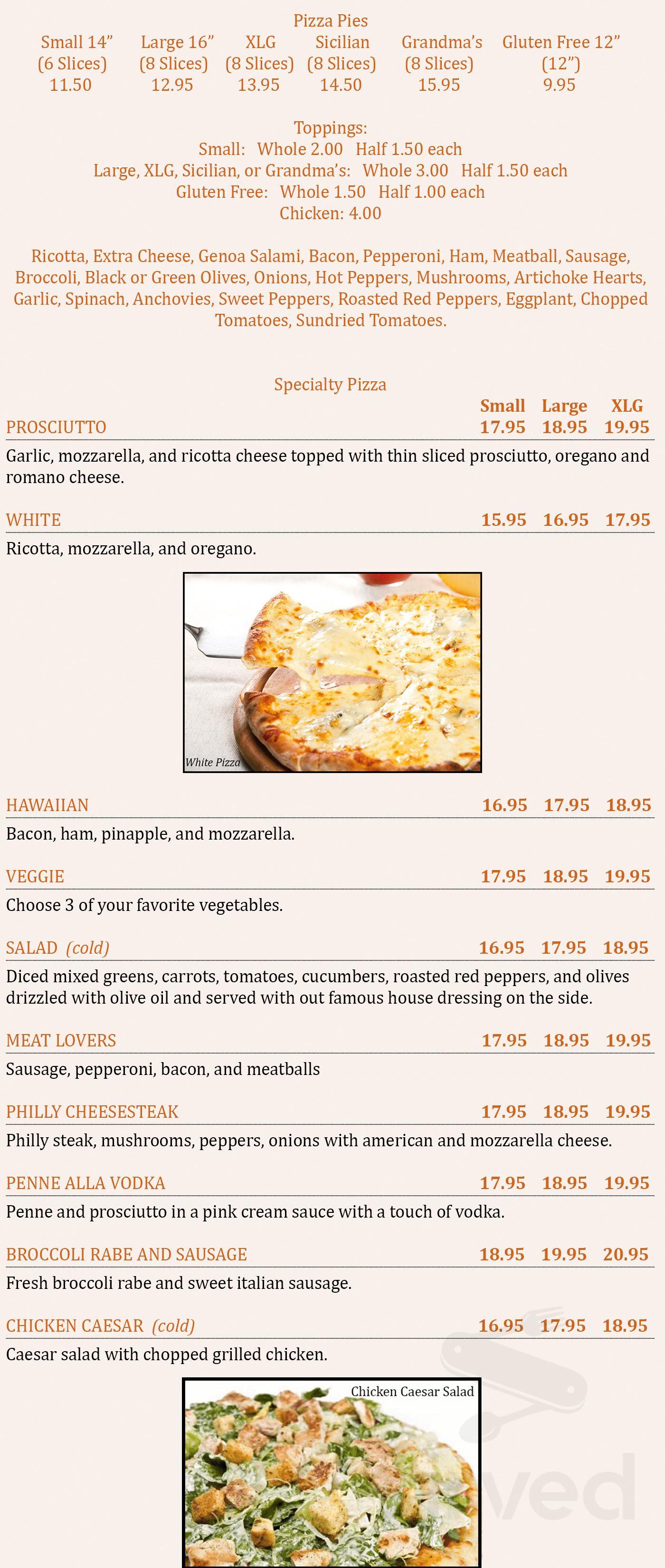 Portofino Pizza & Pasta menu in Wappingers Falls, New York