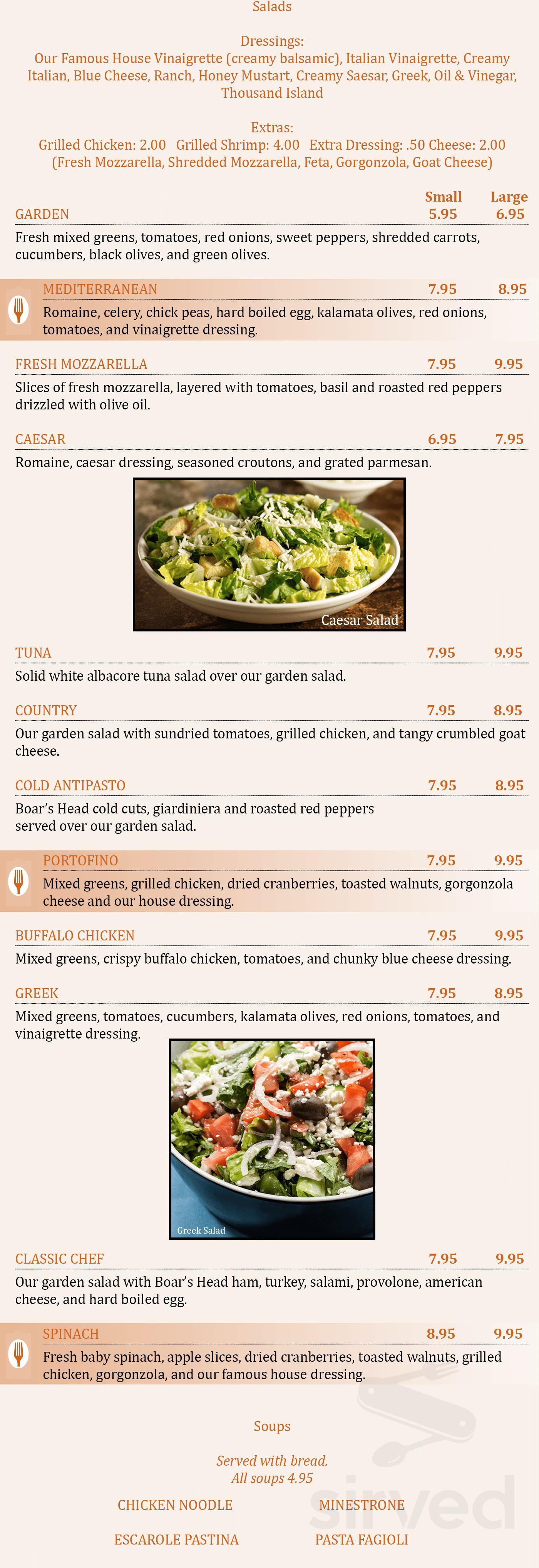 Portofino Pizza & Pasta menu in Wappingers Falls, New York