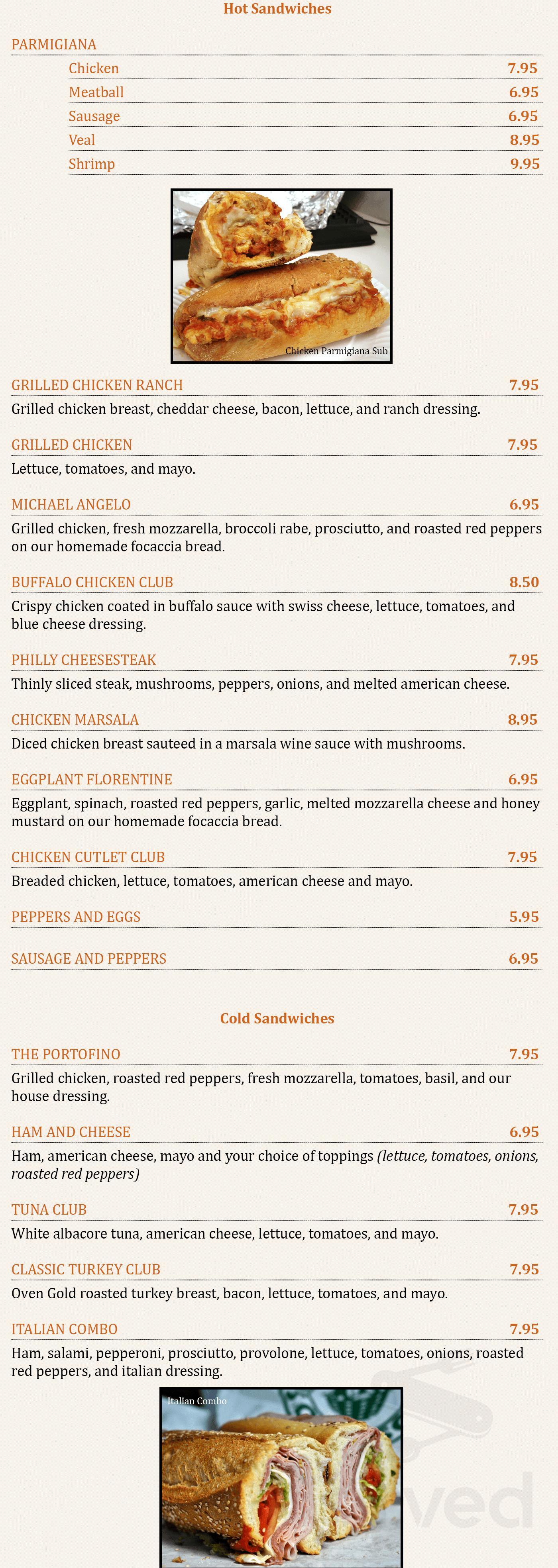 Portofino Pizza & Pasta menu in Wappingers Falls, New York