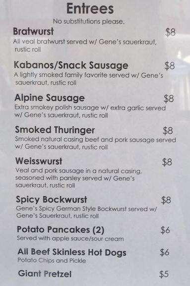 Gene's Sausage Shop and Delicatessen menu in Chicago, Illinois, USA