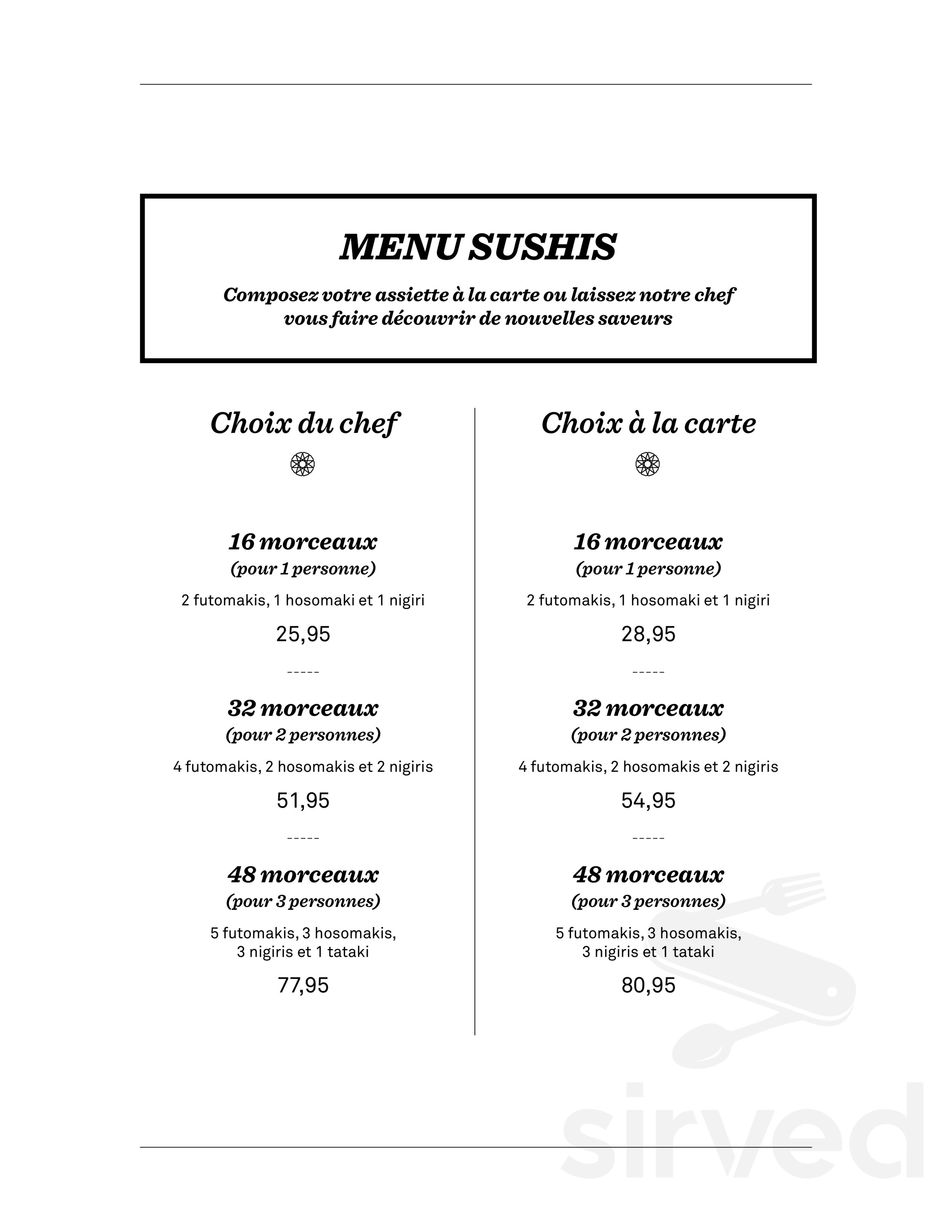 Menu - Québec QC's Erawan | Sirved