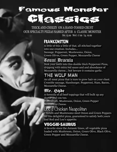 Famous Monster Pizza menu in Decatur, Indiana, USA