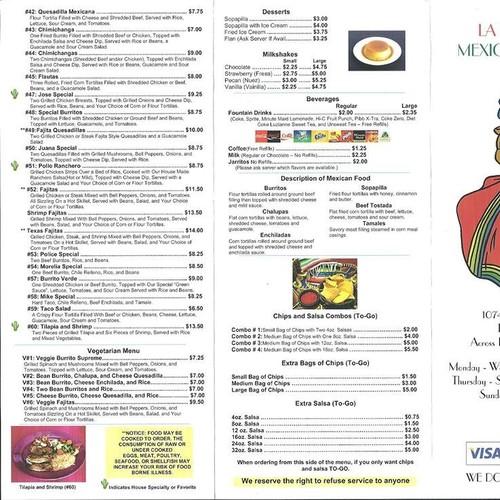La Michoacana Meat Market menu in Houston, Texas, USA