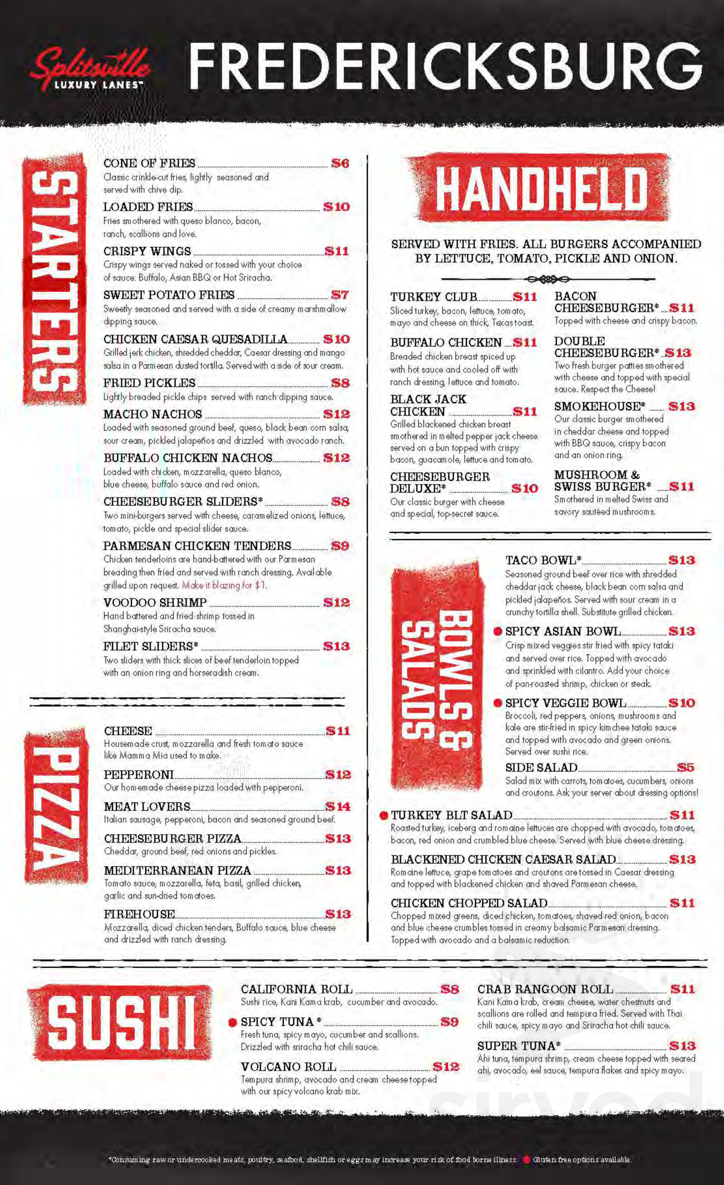 Splitsville Luxury Lanes menus in Lake Buena Vista, Florida, United States