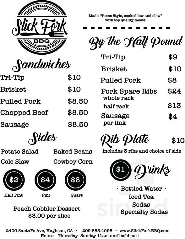 SLICK FORK BBQ menus in Hughson, California, United States