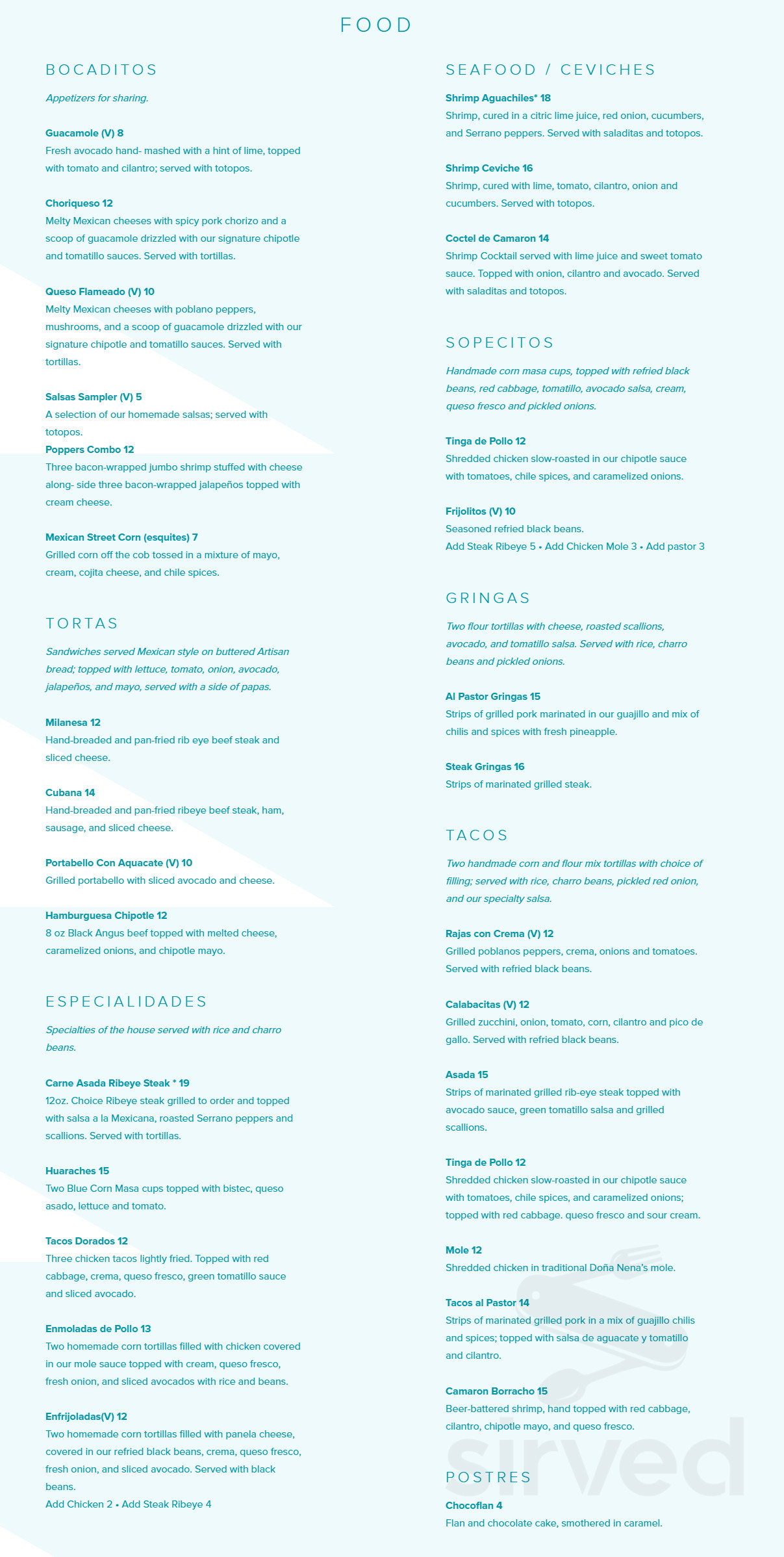 Gabrielas Downtown Menu In Austin Texas Usa