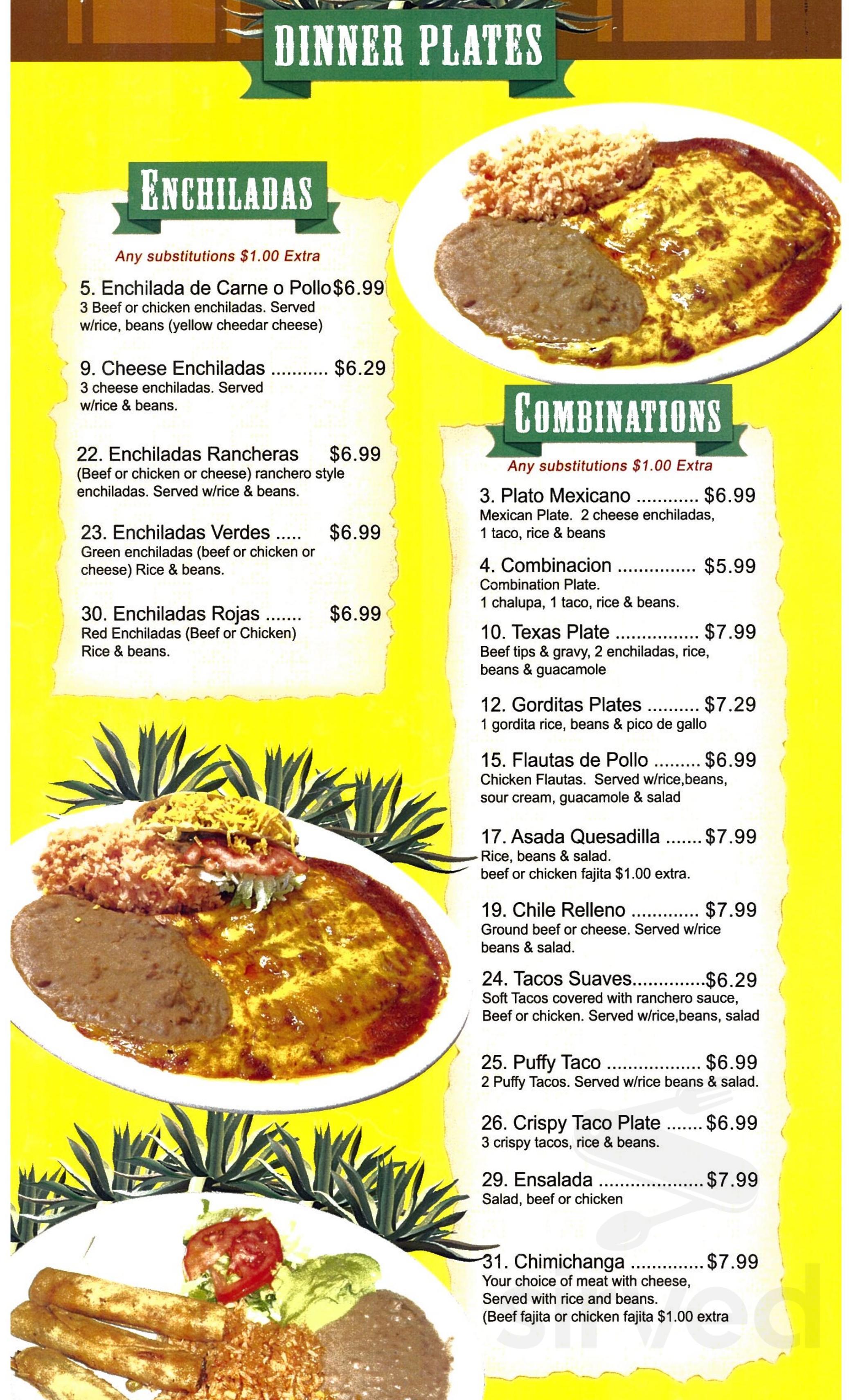 Tapatio De Jalisco Mexican Restaurant menus in San Antonio, Texas