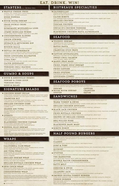 walk-ons menu pdf