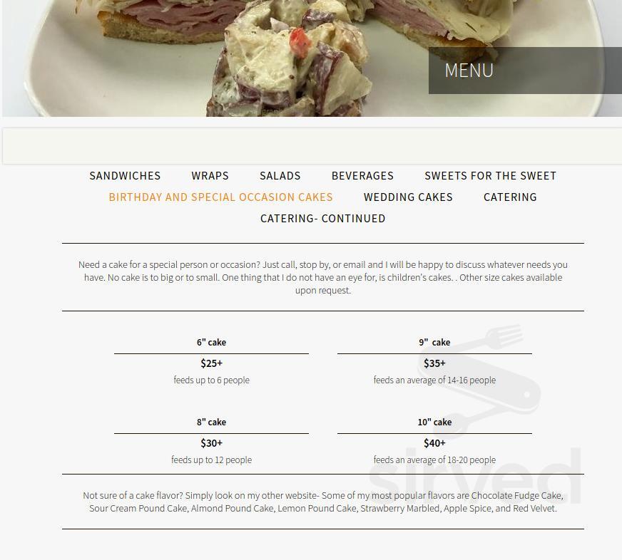 Menu - Hendersonville NC's The Baker's Box | Sirved