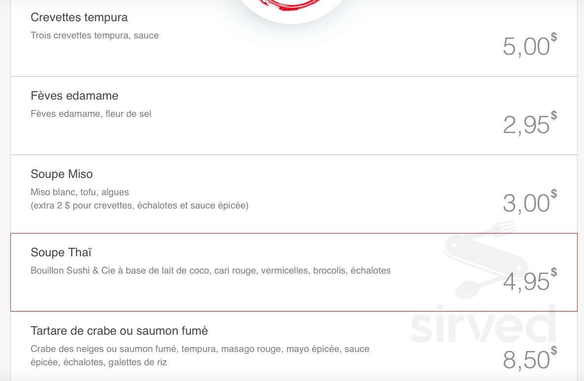 Sushi Cie Express Menu In Val D Or Quebec Canada