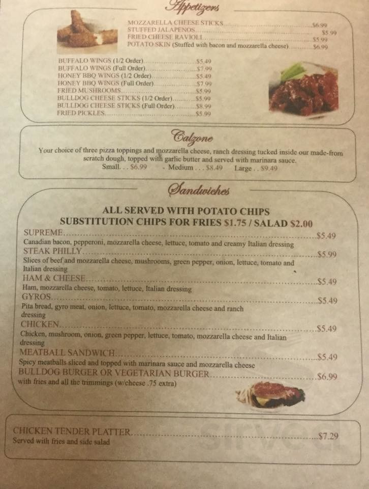 Bulldog Pizza menu in Jefferson, Texas, USA