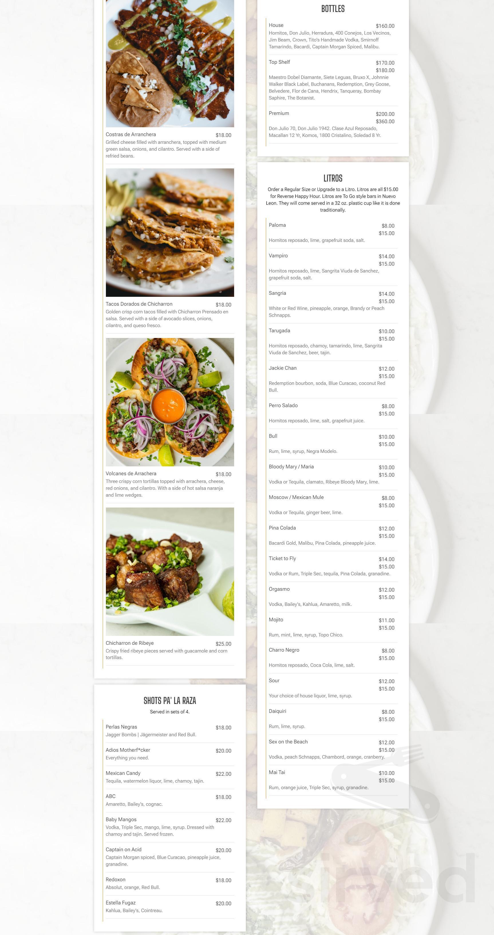 Tu Asador menu in Castle Hills, Texas, USA