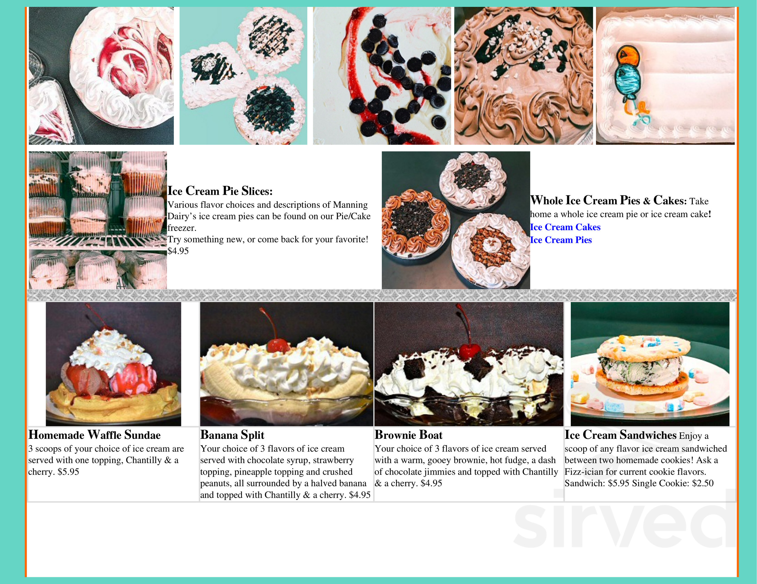 Menu Weissport PA's Chantilly Goods Ice Cream Shoppe Sirved