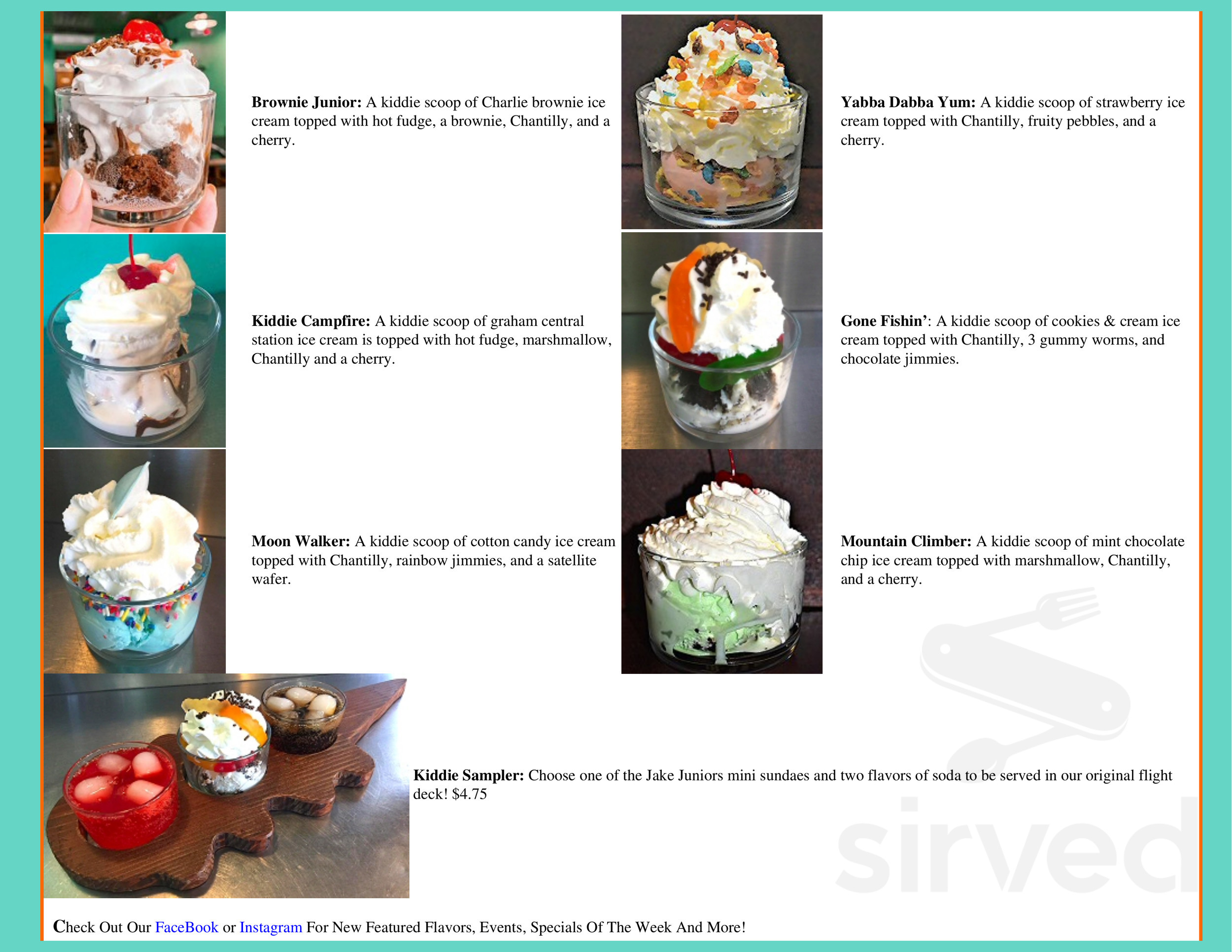 Menu Weissport PA's Chantilly Goods Ice Cream Shoppe Sirved