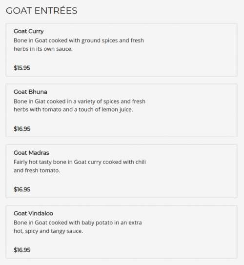 Moon Indian Cuisine Atlanta menu in Atlanta, USA