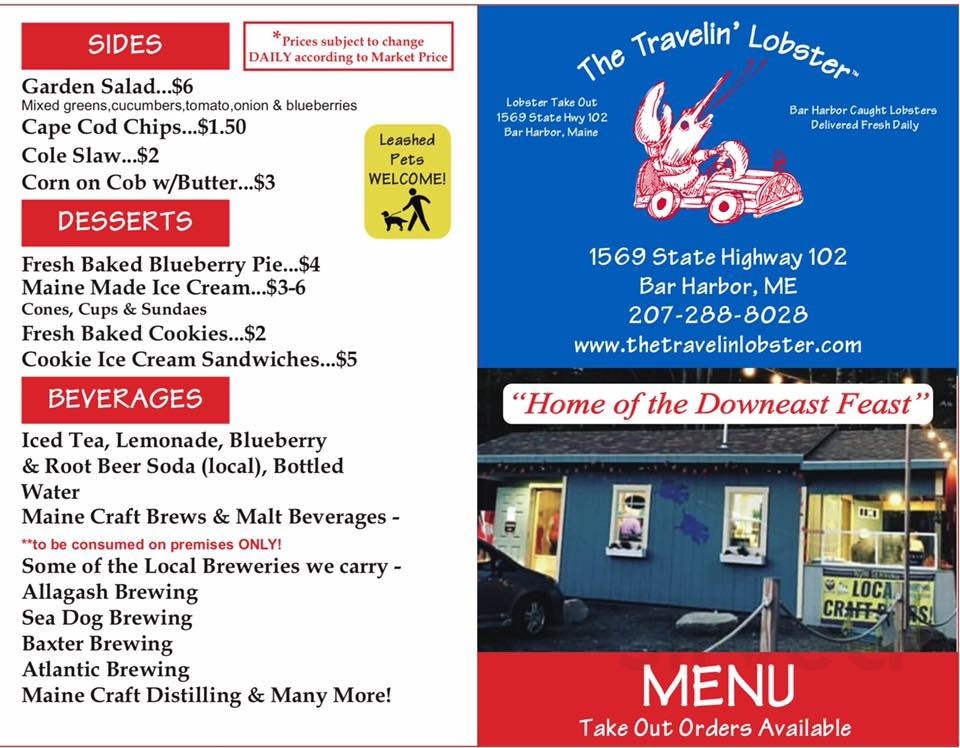 The Travelin Lobster, LLC menus in Bar Harbor, Maine, United States
