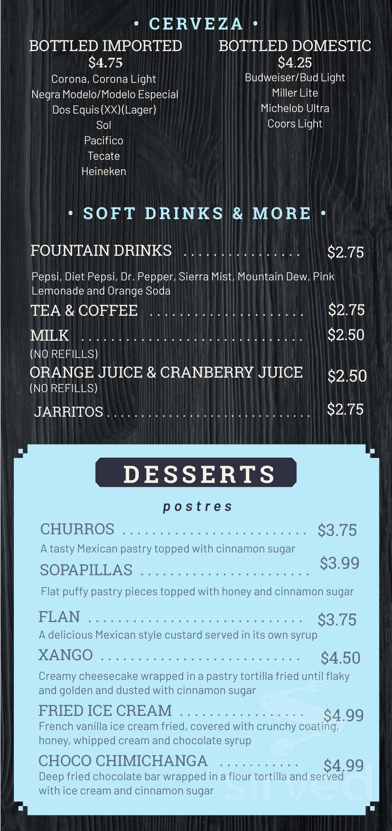 El Caporal Mexican Restaurant Richmond menu in Richmond, Virginia, USA
