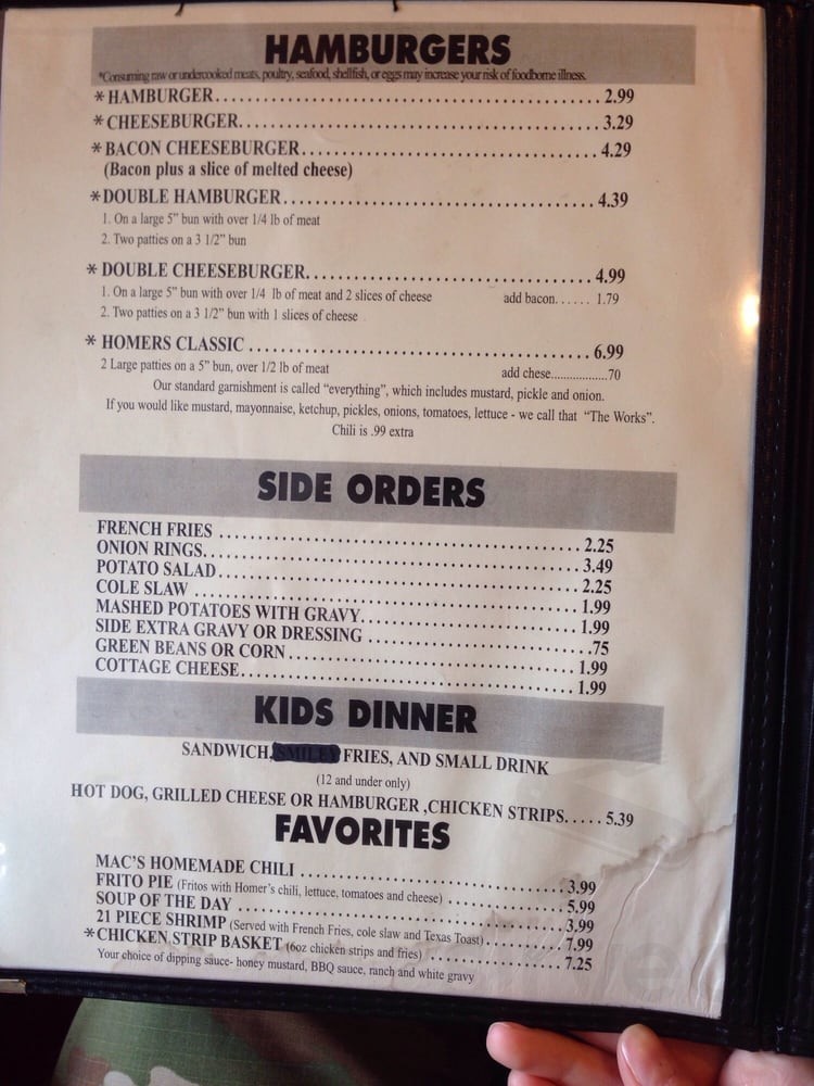 Homer's Drive In menus in Leavenworth, Kansas, United States